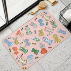 Retro 1950s Swimwear And Sunglasses Pattern  Anti-Trip Bath Mat