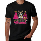 Howdy Christmas Pink Leopard Cow-Print Tree Coquette Cowgirl  Durable T-Shirt