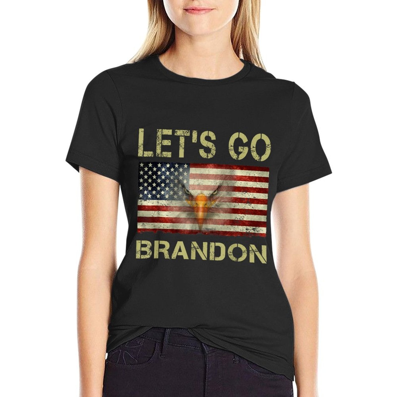 Let’s Go Brandon Conservative USA Funny  Heathered Texture T-Shirt