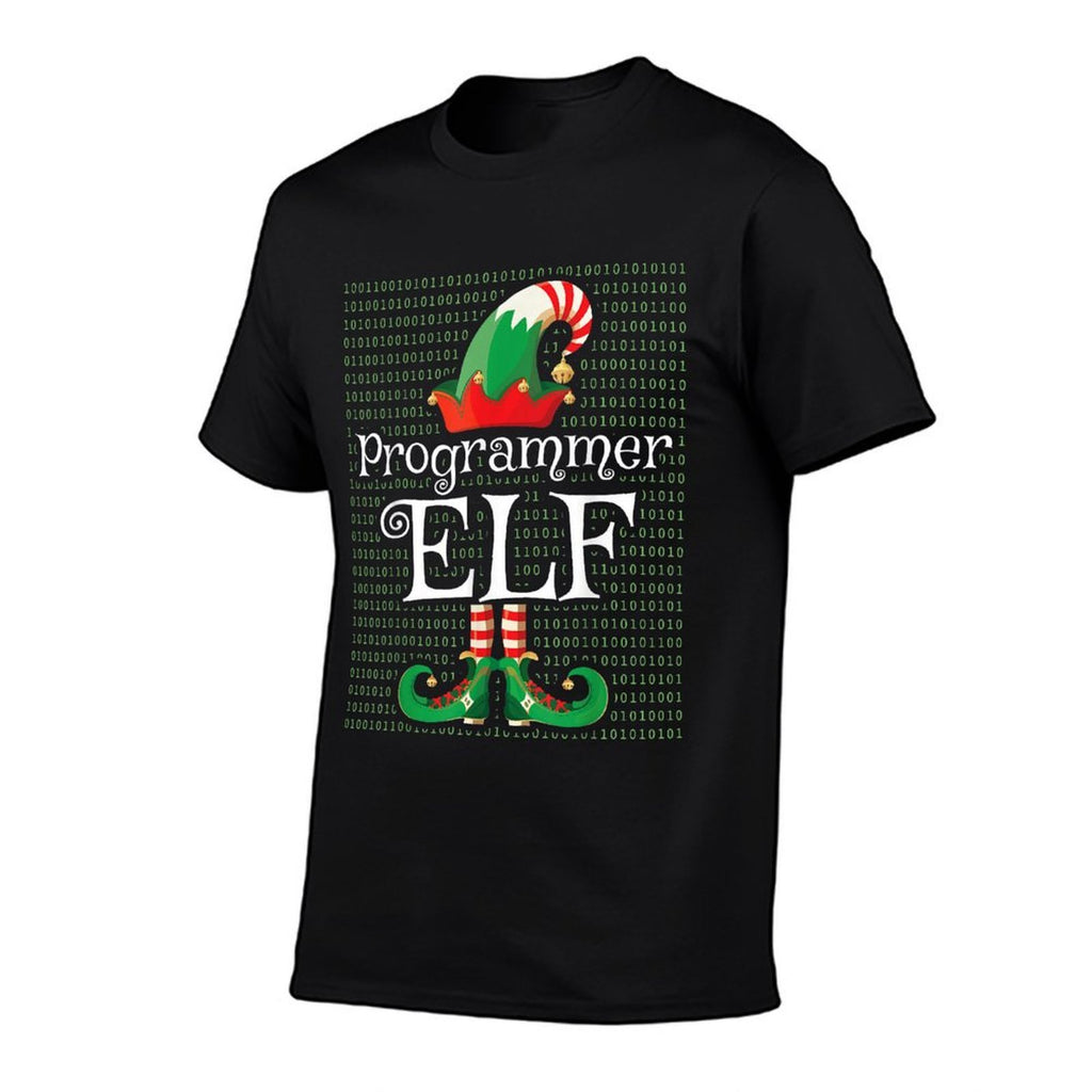 Programmer Elf Funny Costume Matching Elf Christmas  Ribbed Collar T-Shirt