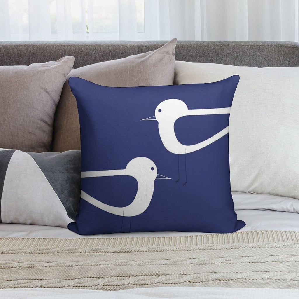 Shorebird Pair in Navy Blue And White Soft Warmth Comfort Throw Pillow