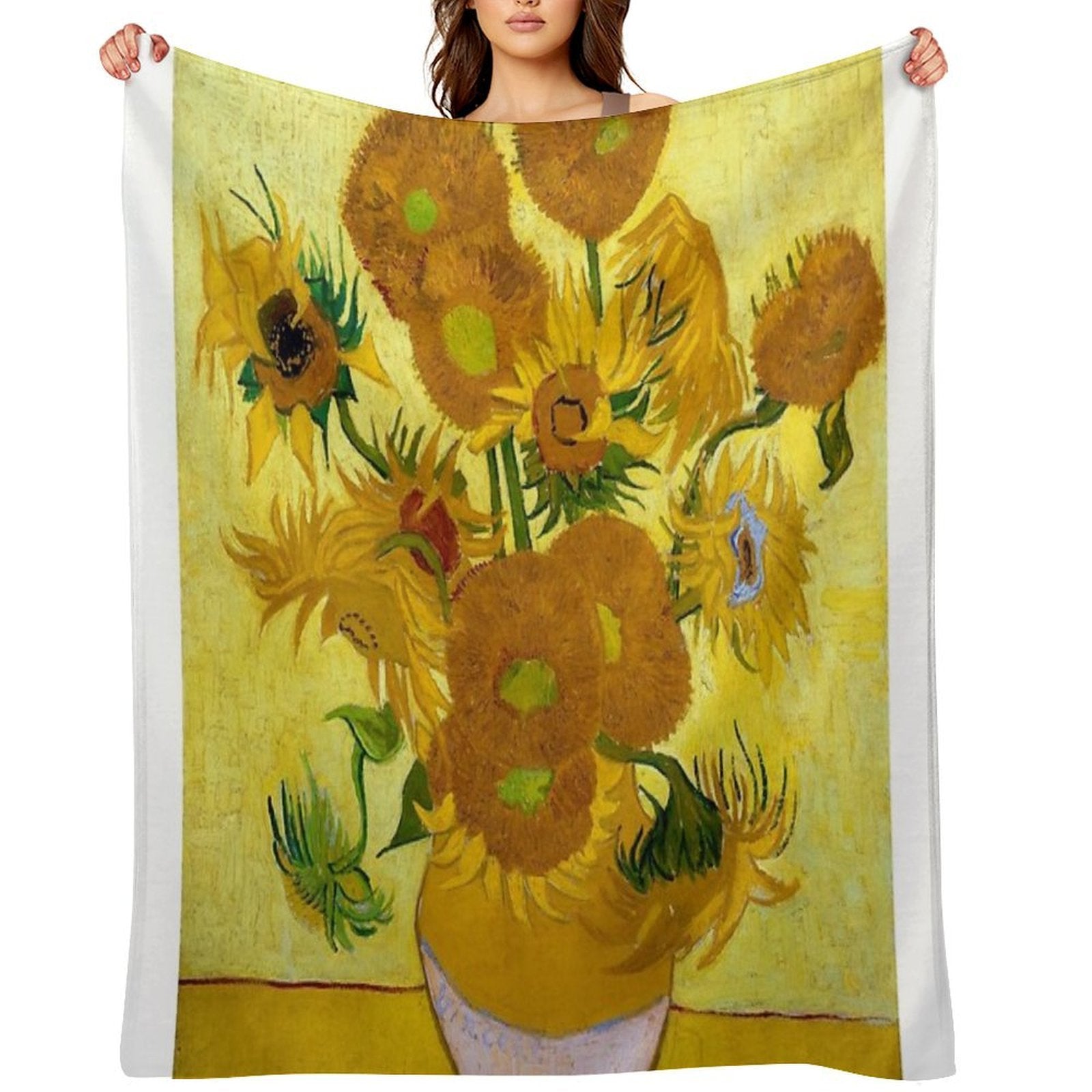 1889-Vincent Van Gogh-Sunflowers-73x95 Anti-pilling Throw Blanket