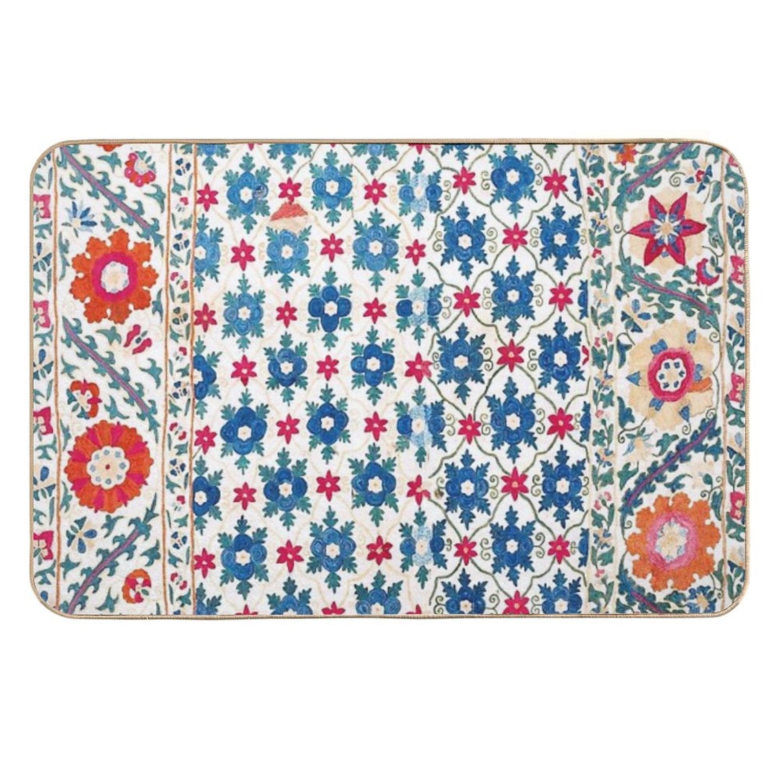 Kermina Suzani Uzbekistan Embroidery Print  Odorless Bath Mat