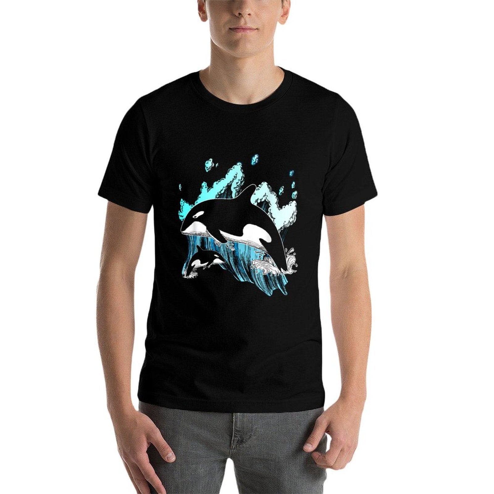 Killer Whale Ocean Lover Gift Idea Men Boys Kids Orca  Fade-proof Color T-Shirt
