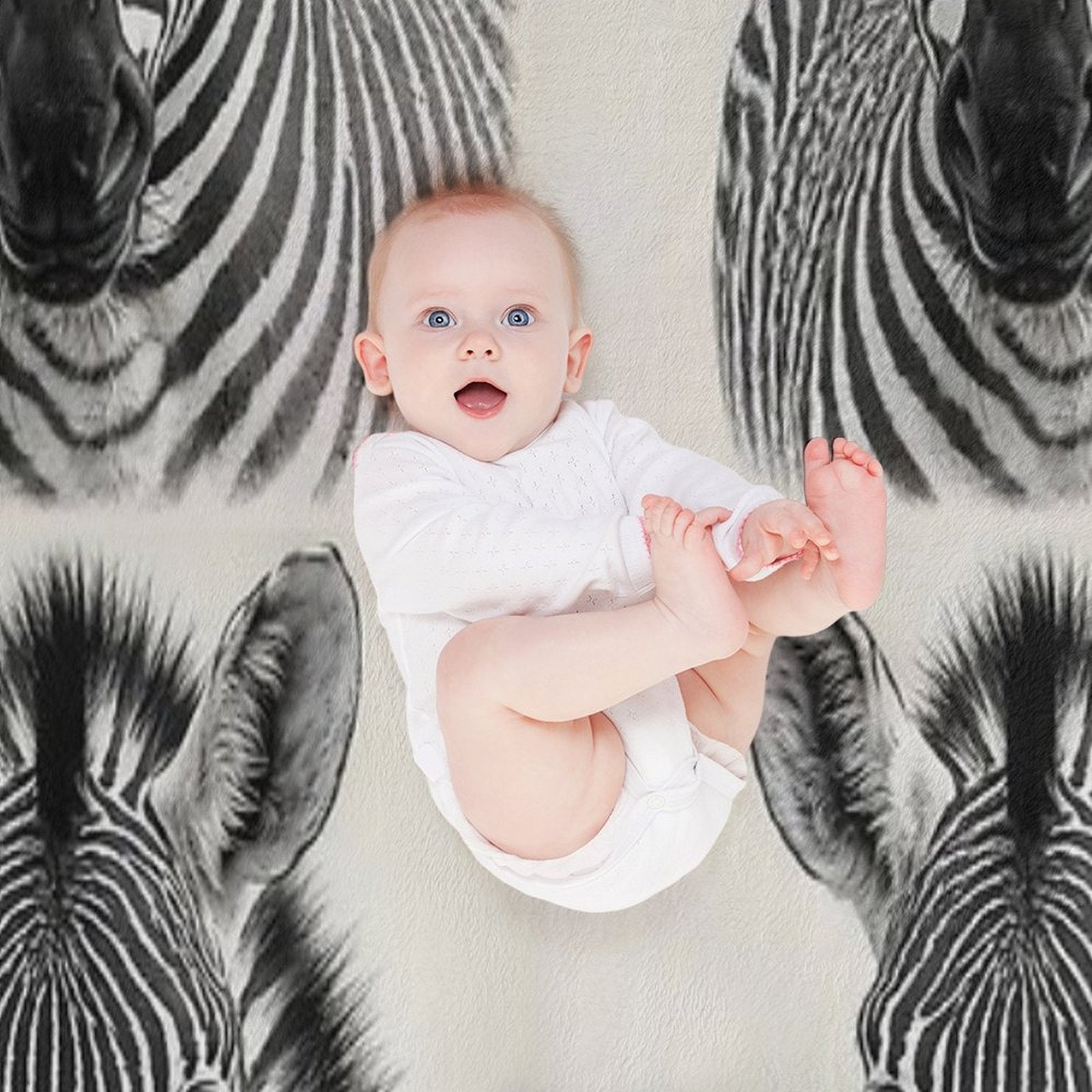 Realistic Black And White Zebra Portrait All-season Throw Blanket