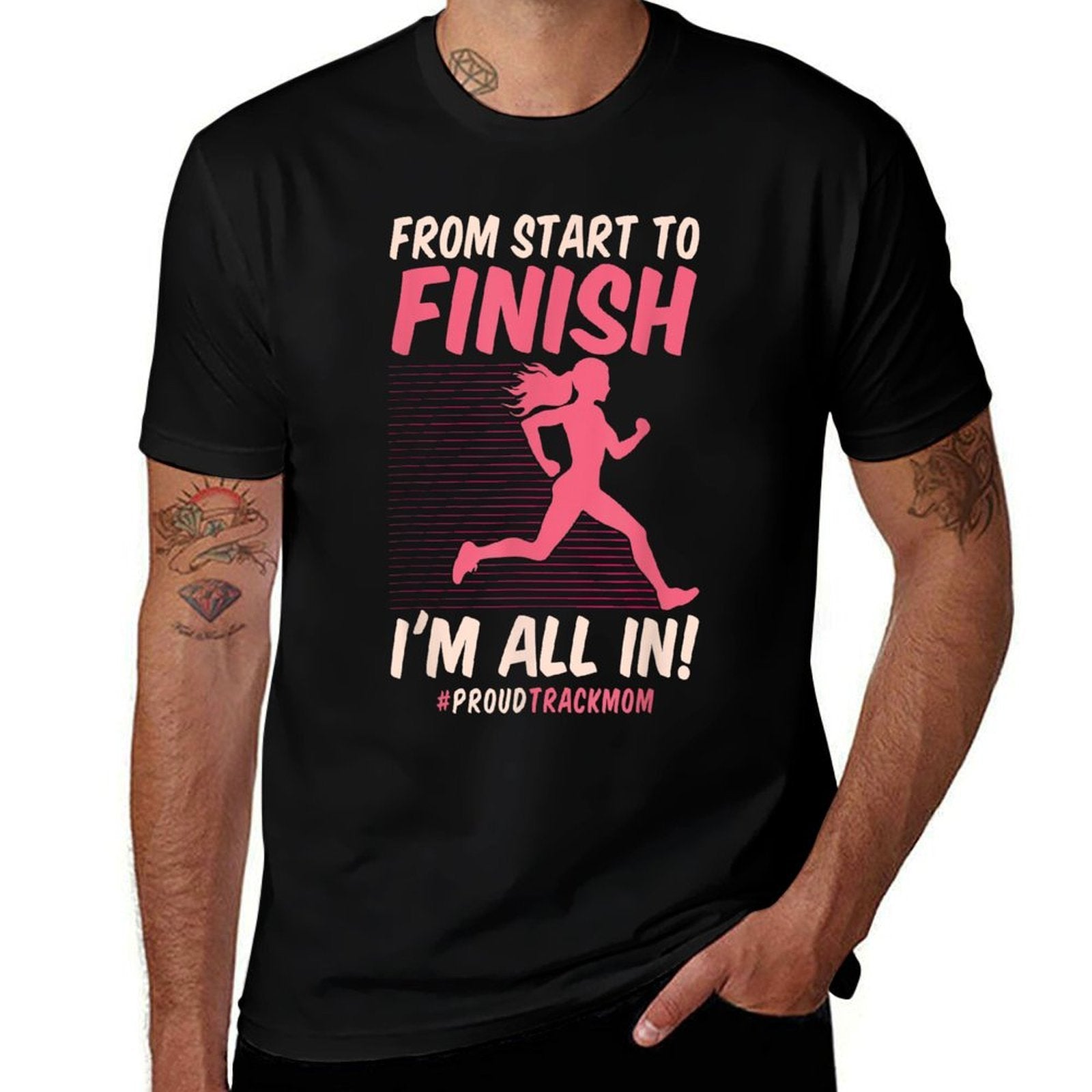 Track And Field Mom From Start To Finish Im All In Running  Versatile T-Shirt