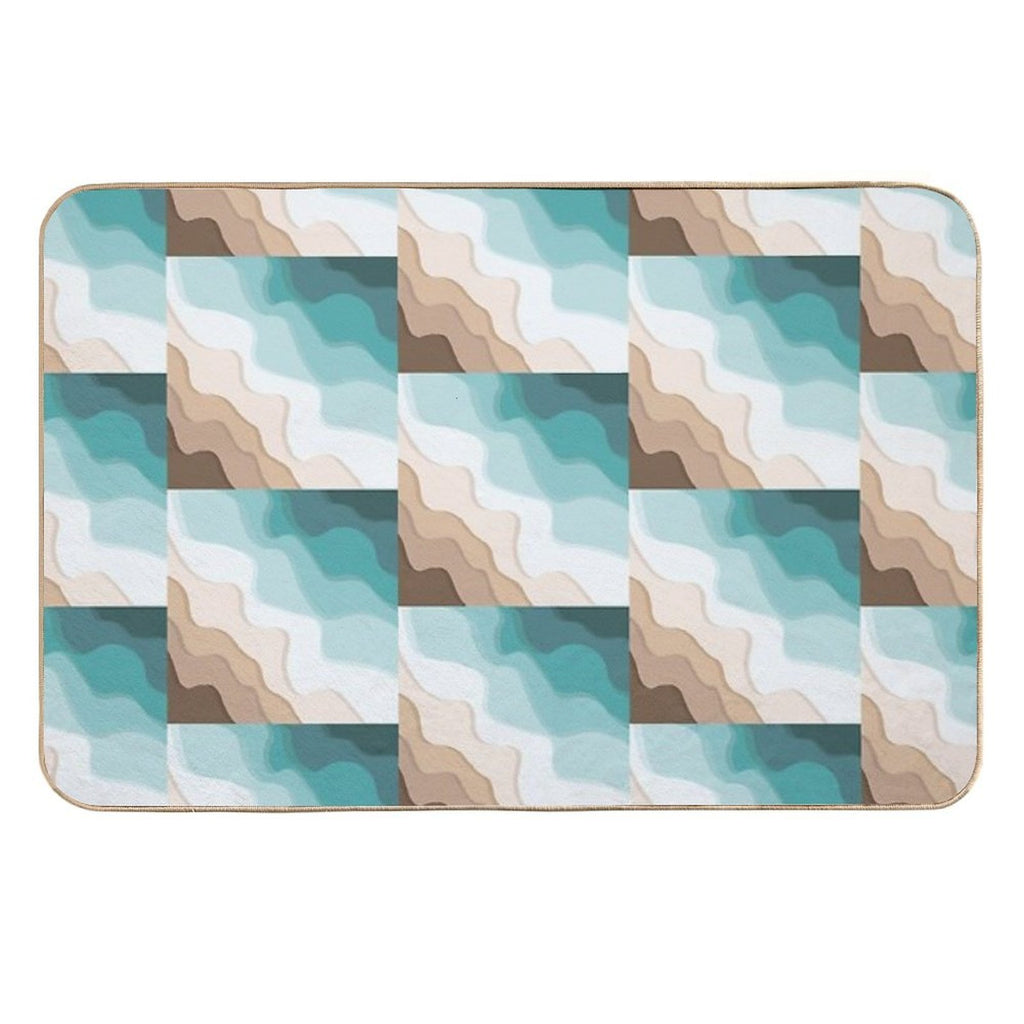 Modern Paper Cut Waves  Toxin-Free Bath Mat
