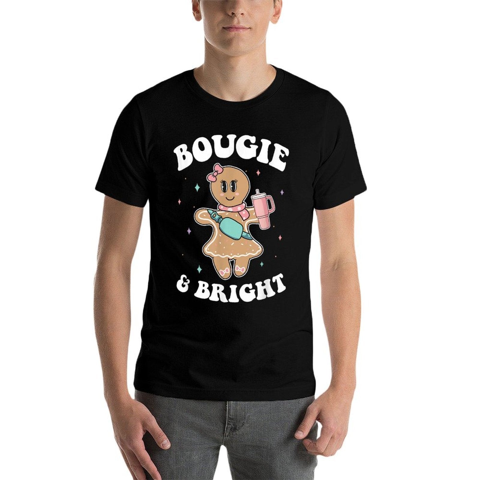 Bougie  Bright Funny Christmas Gingerbread Girl  Wrinkle-resistant T-Shirt