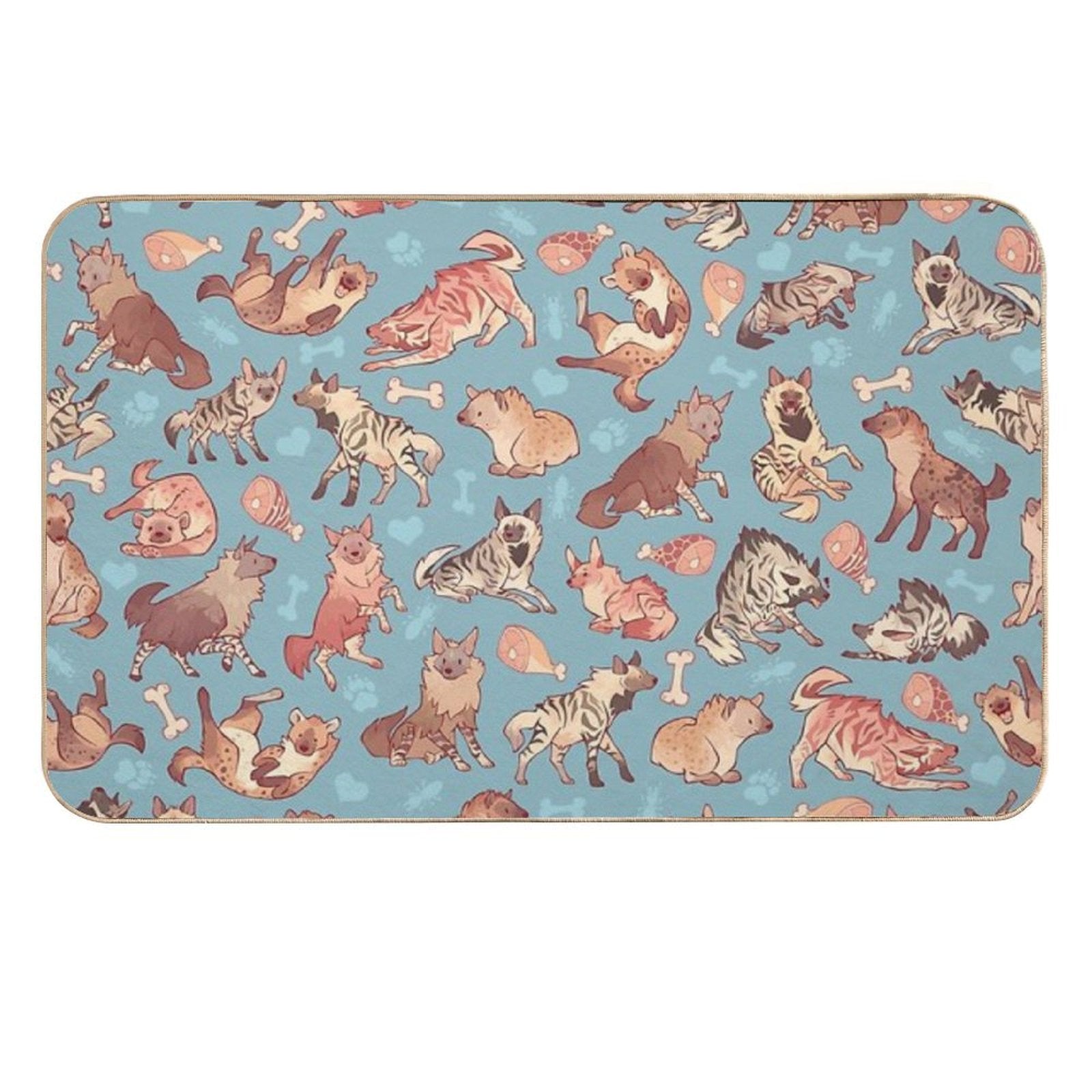 Hyenas in Cerulean  Eco-Friendly Bath Mat