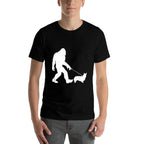 Bigfoot Walking Corgi Dog Funny Gift  Polyester Blend T-Shirt