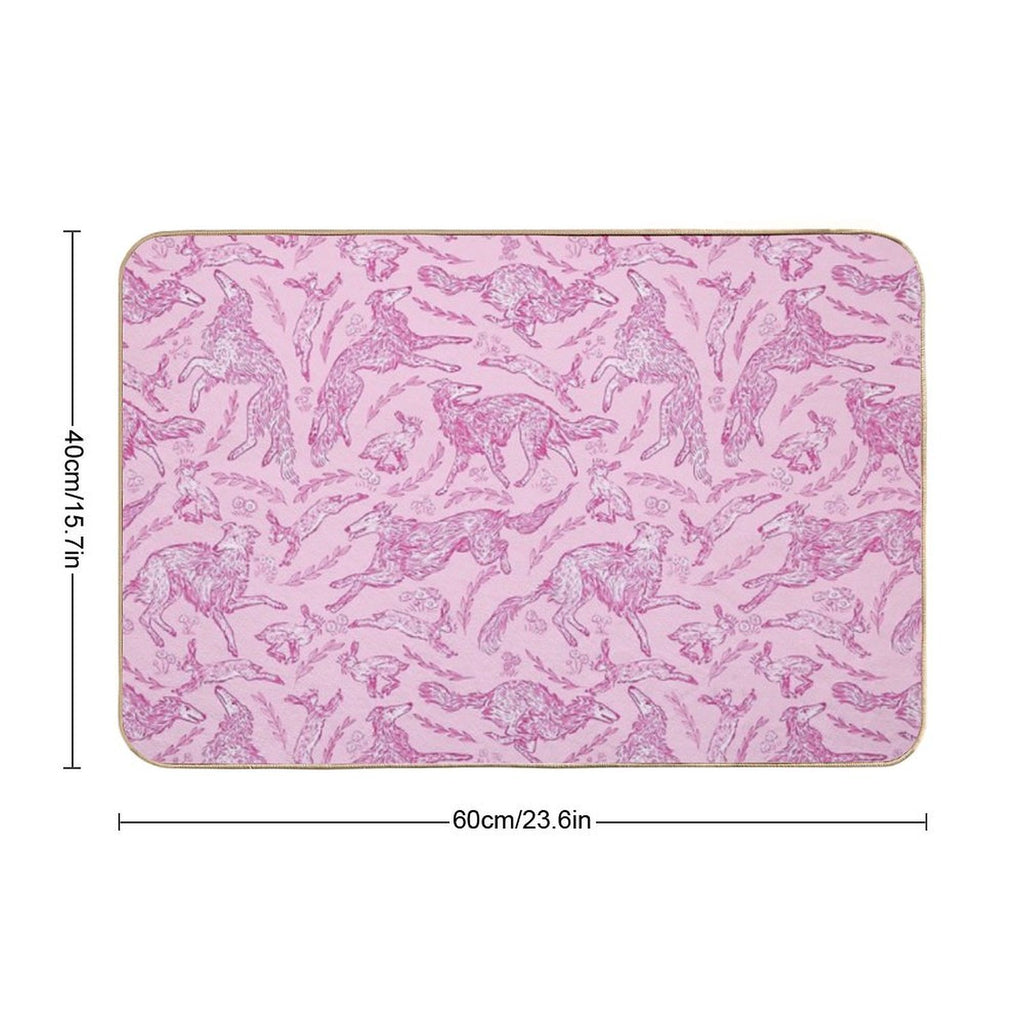 Hounds And Hares - Pink Toile  Toxin-Free Bath Mat