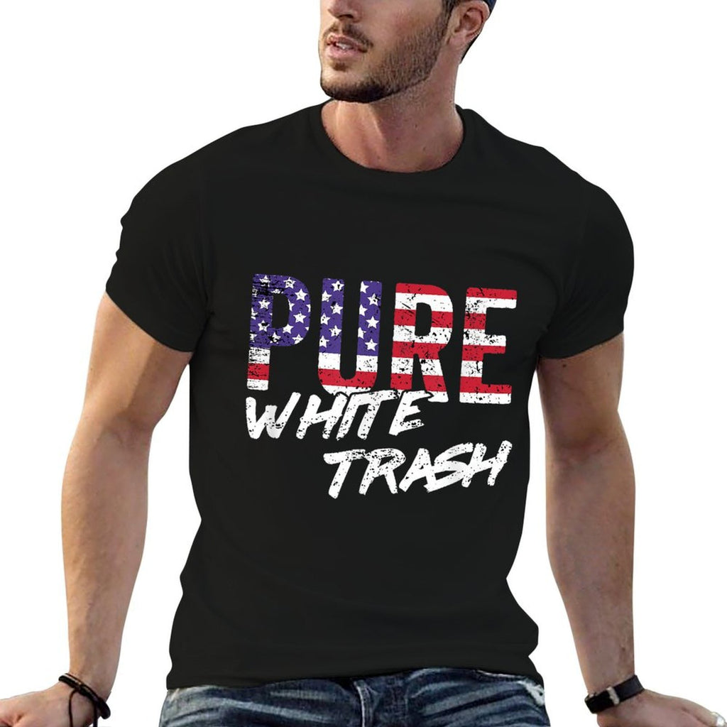 Funny Redneck, American USA Pure White Trash  Ribbed Collar T-Shirt