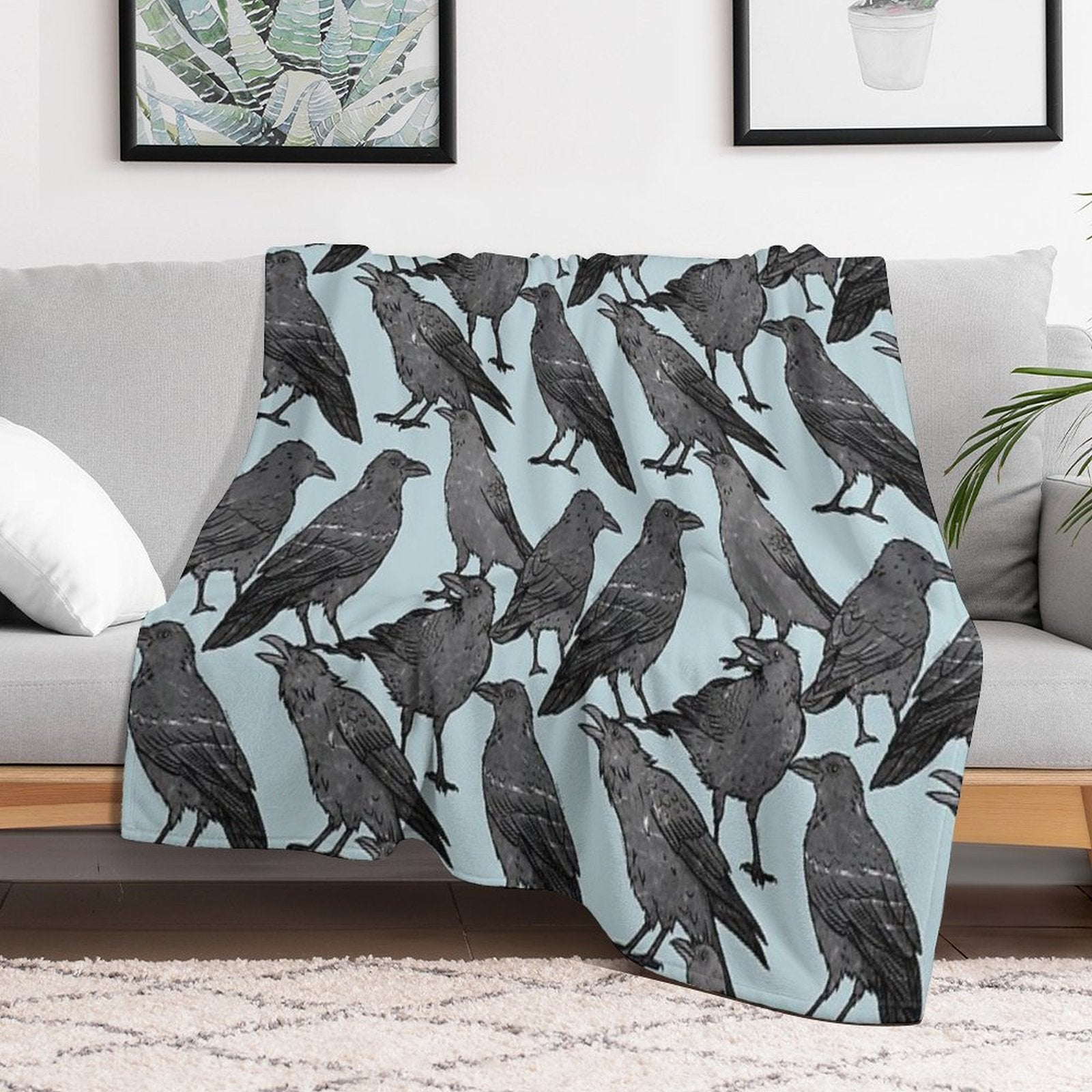 Cute Crow Pattern All-season Throw Blanket