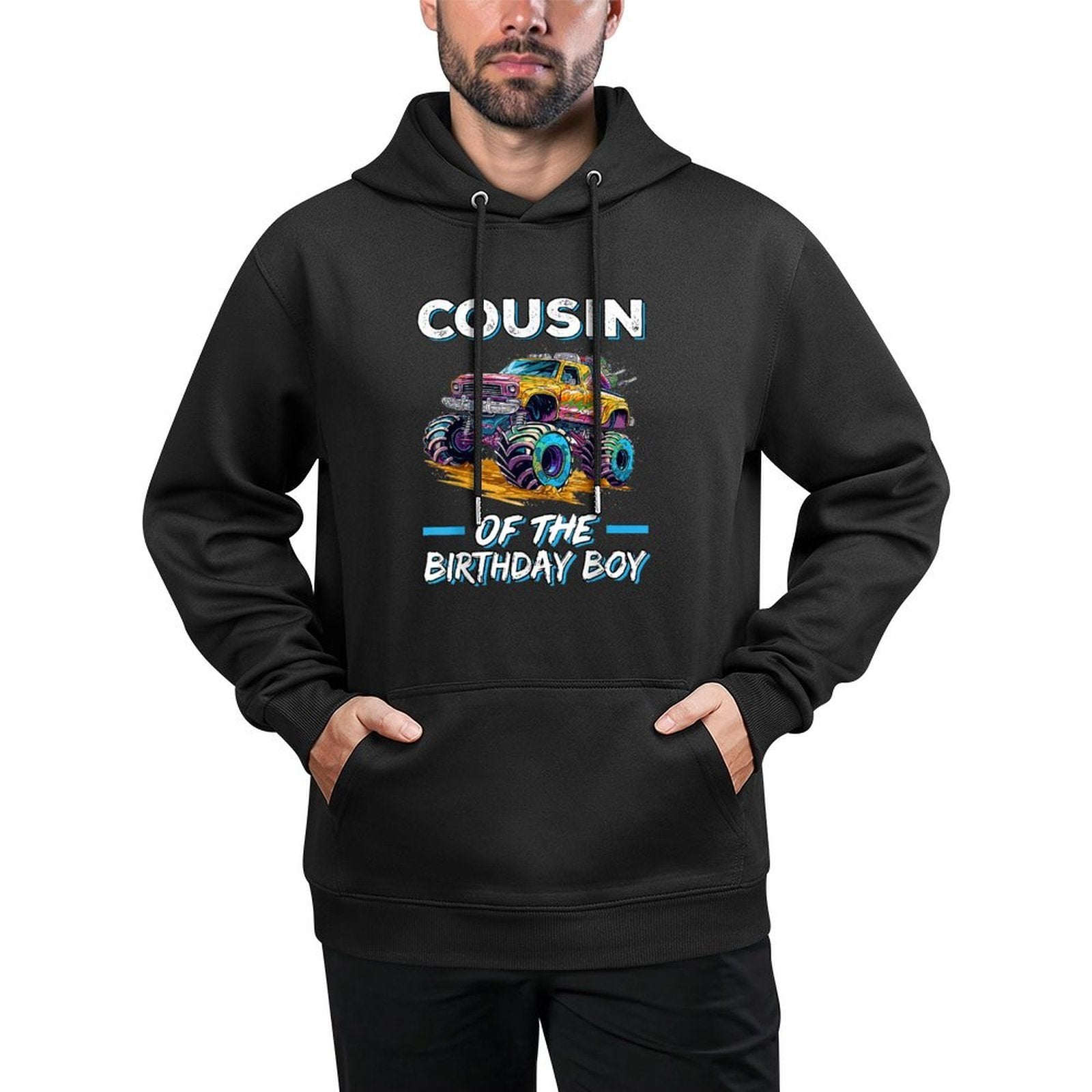 Cousin of The Birthday Boy Monster Truck Birthday First Bday Moisture-Wicking Hoodie