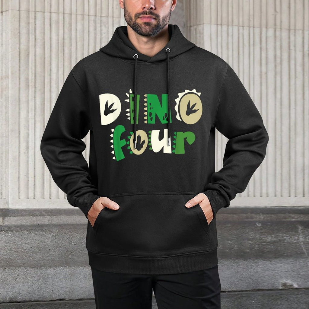 Dino Four Birthday Dinosaur 4th Birthday Matching Family Adjustable Hood Hoodie