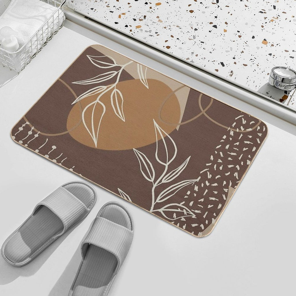 Abstract - Neutral Meeting Point 2 in Brown  Stain-Proof Bath Mat