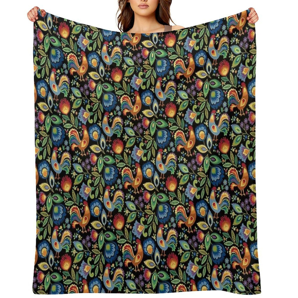 Polish Folk Roosters Versatility Throw Blanket