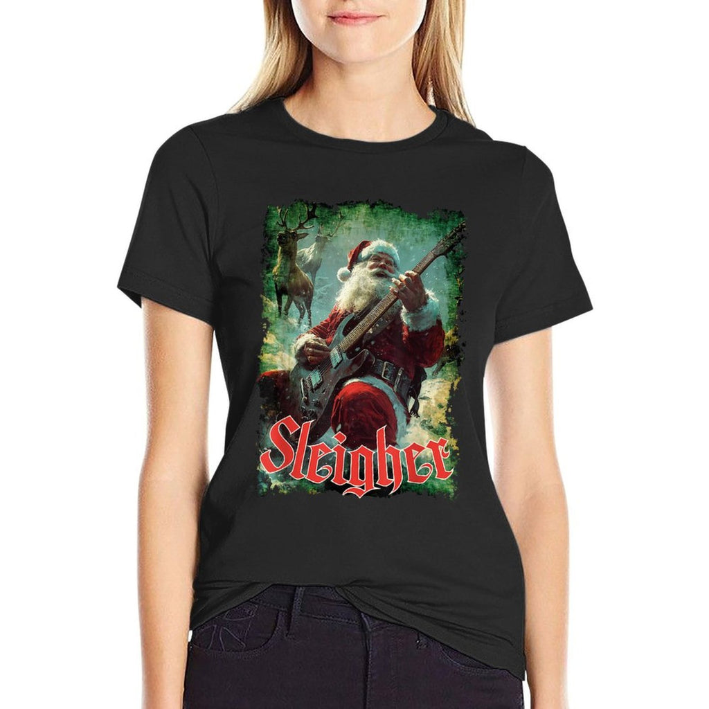 Santa Claus Guitar Sleigher, Funny Rock Music, Christmas  Breathable T-Shirt