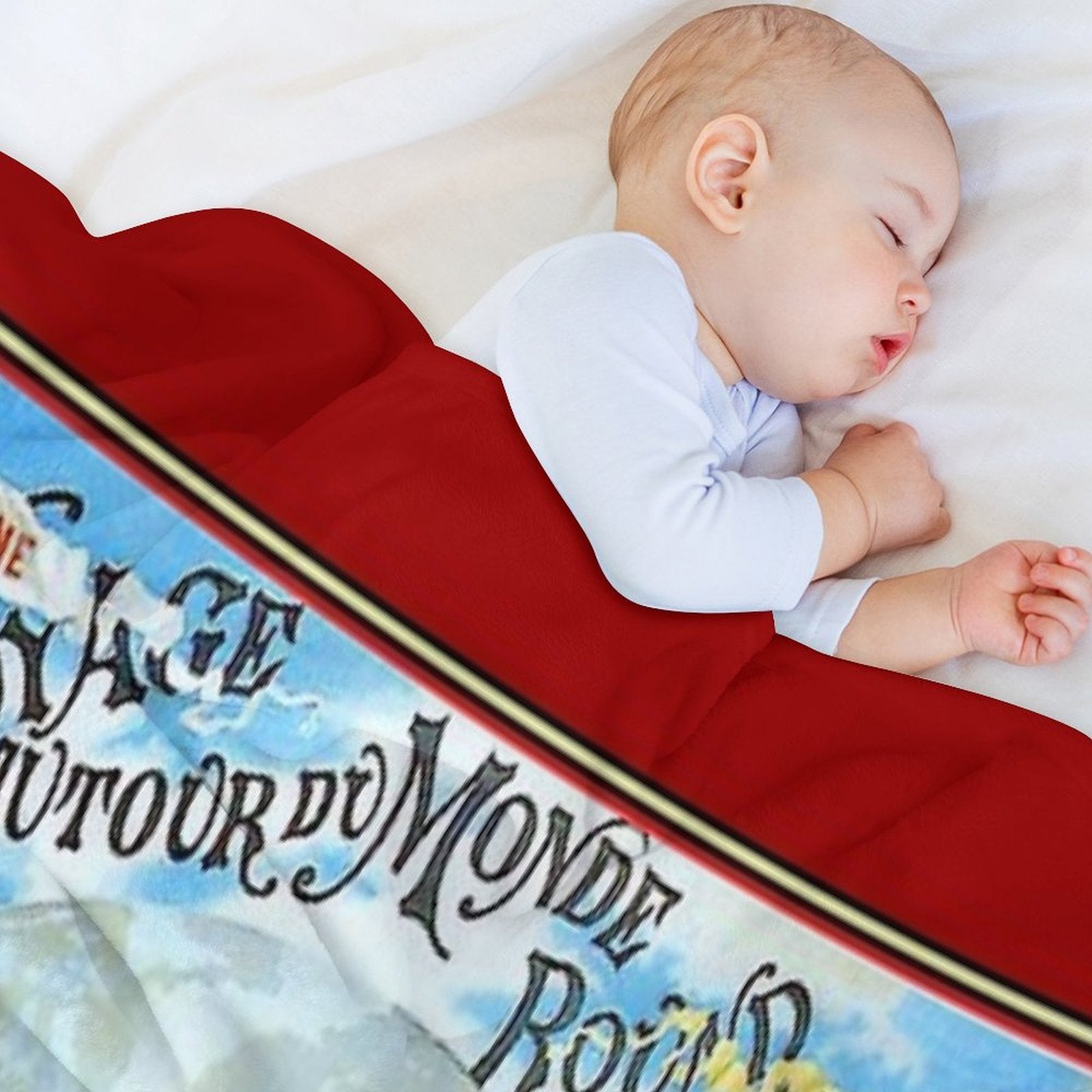 Around The World in 80 Days; Vintage Jules Verne Print Travel-friendly Throw Blanket