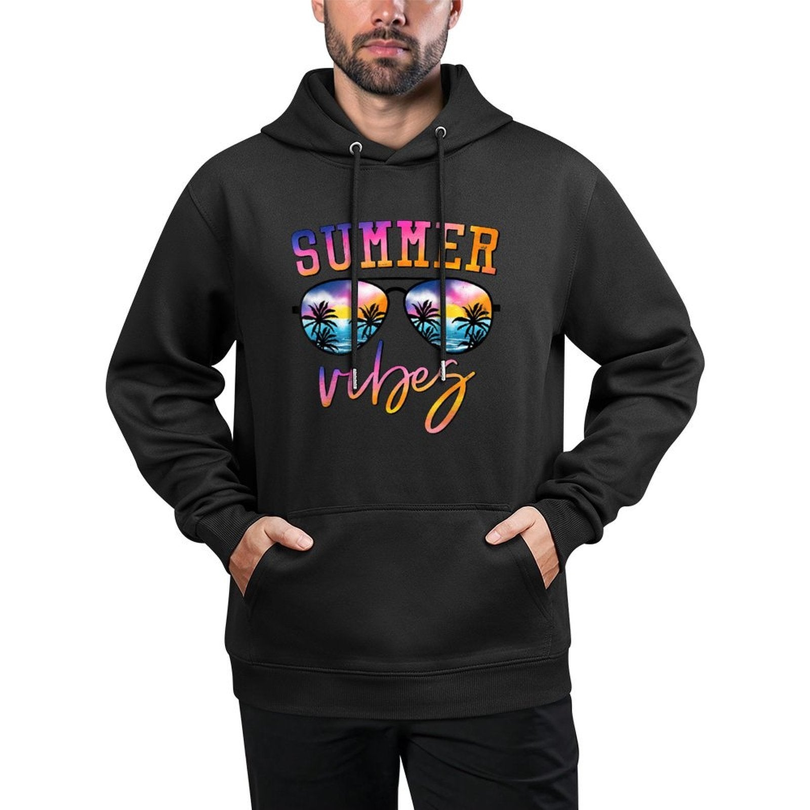 Summer Vibes Sunglasses With Palm Tree Funny Beach Life Casual Wear Hoodie