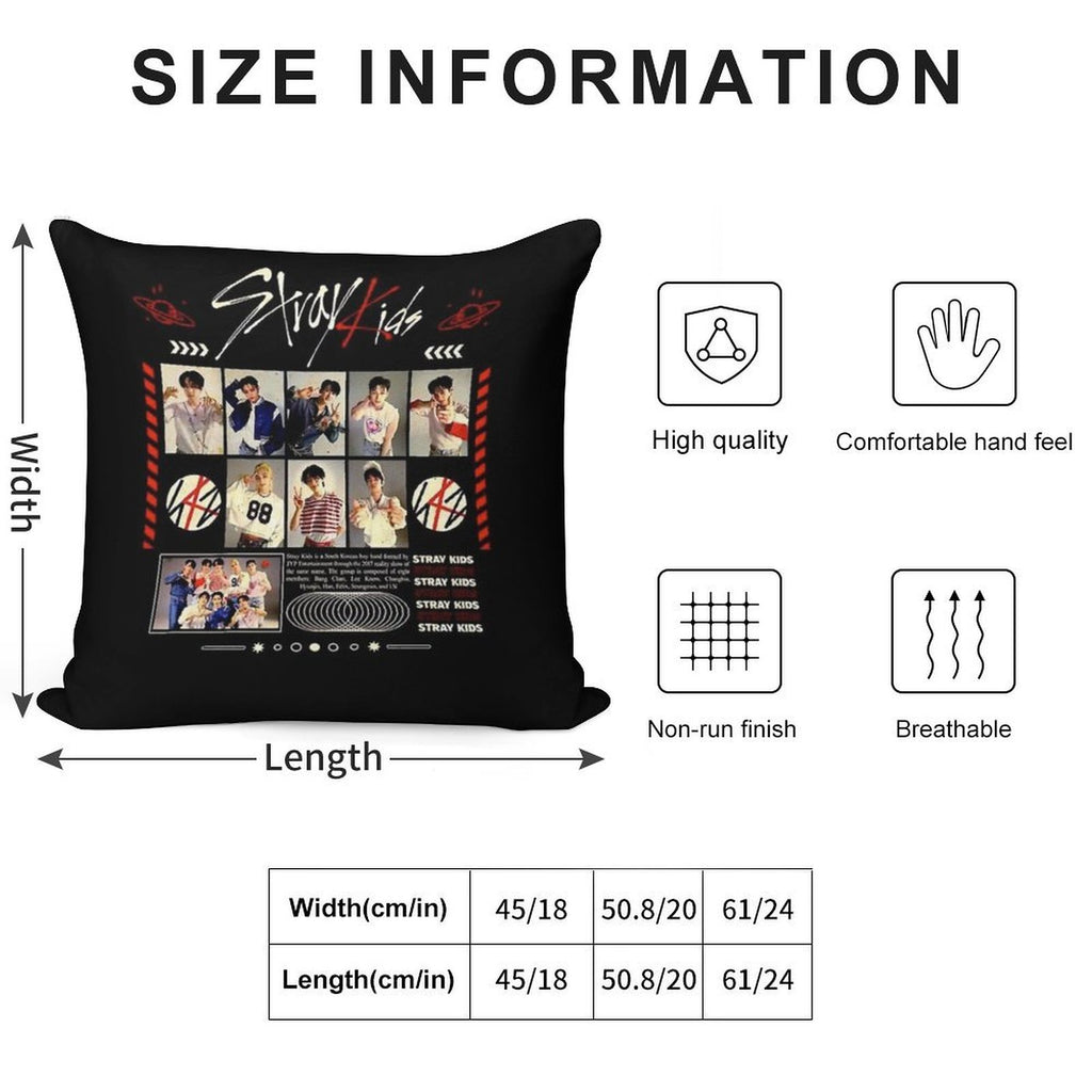 Stray Kids Concert Tour T-shirt Kpop Boy Group Bang Chan Lee Know Changbin Hyunjin Han Felix Seungmin Jeongin Soft Luxury Feel Throw Pillow