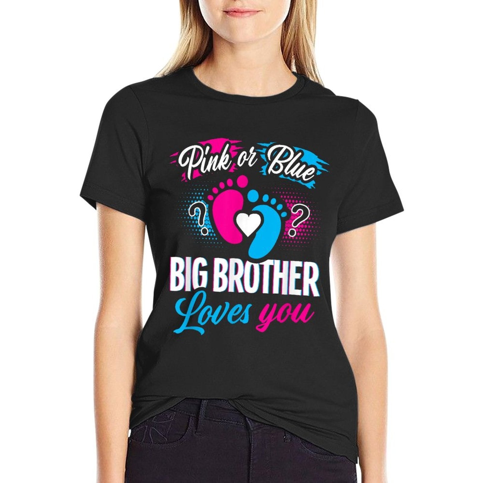 Pink Or Blue Big Brother Loves You Baby Gender Reveal Party  Tagless Design T-Shirt