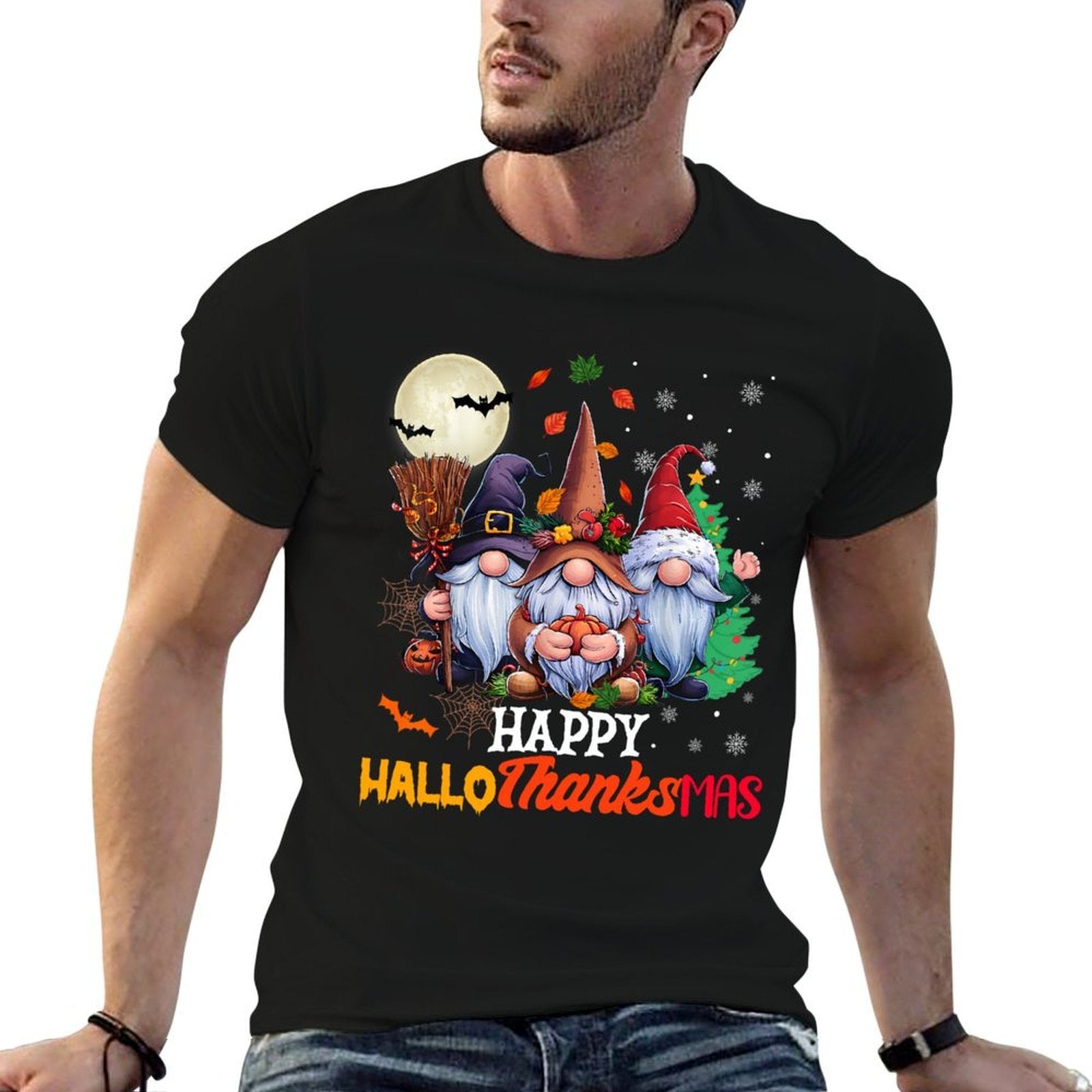 Happy Hallothanksmas Gnomes Lover Halloween Merry  Affordable Price T-Shirt