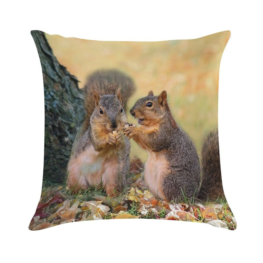 Squirrel Talk Soft Fade-Resistant Throw Pillow