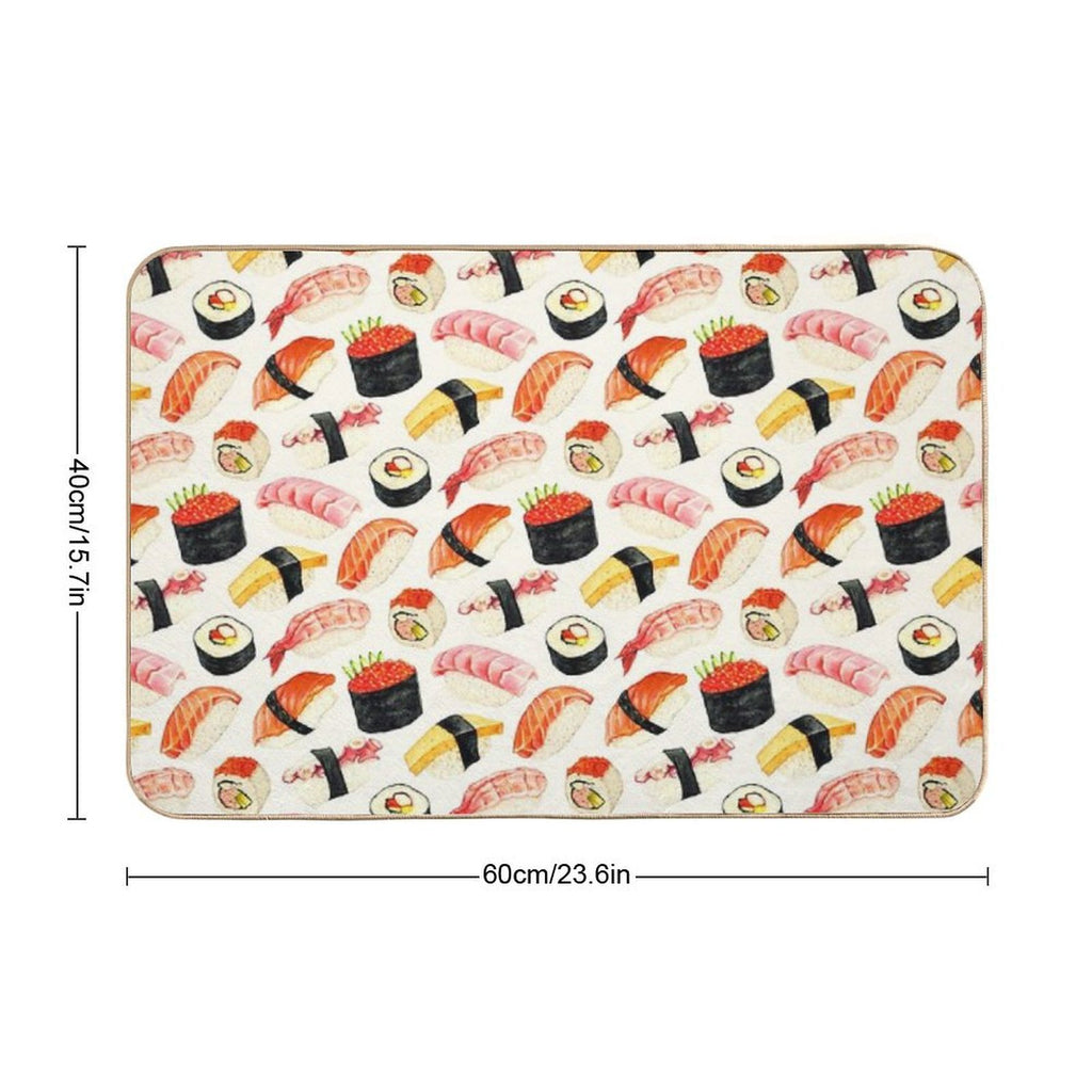 Sushi Pattern - White  Pet-Safe Bath Mat