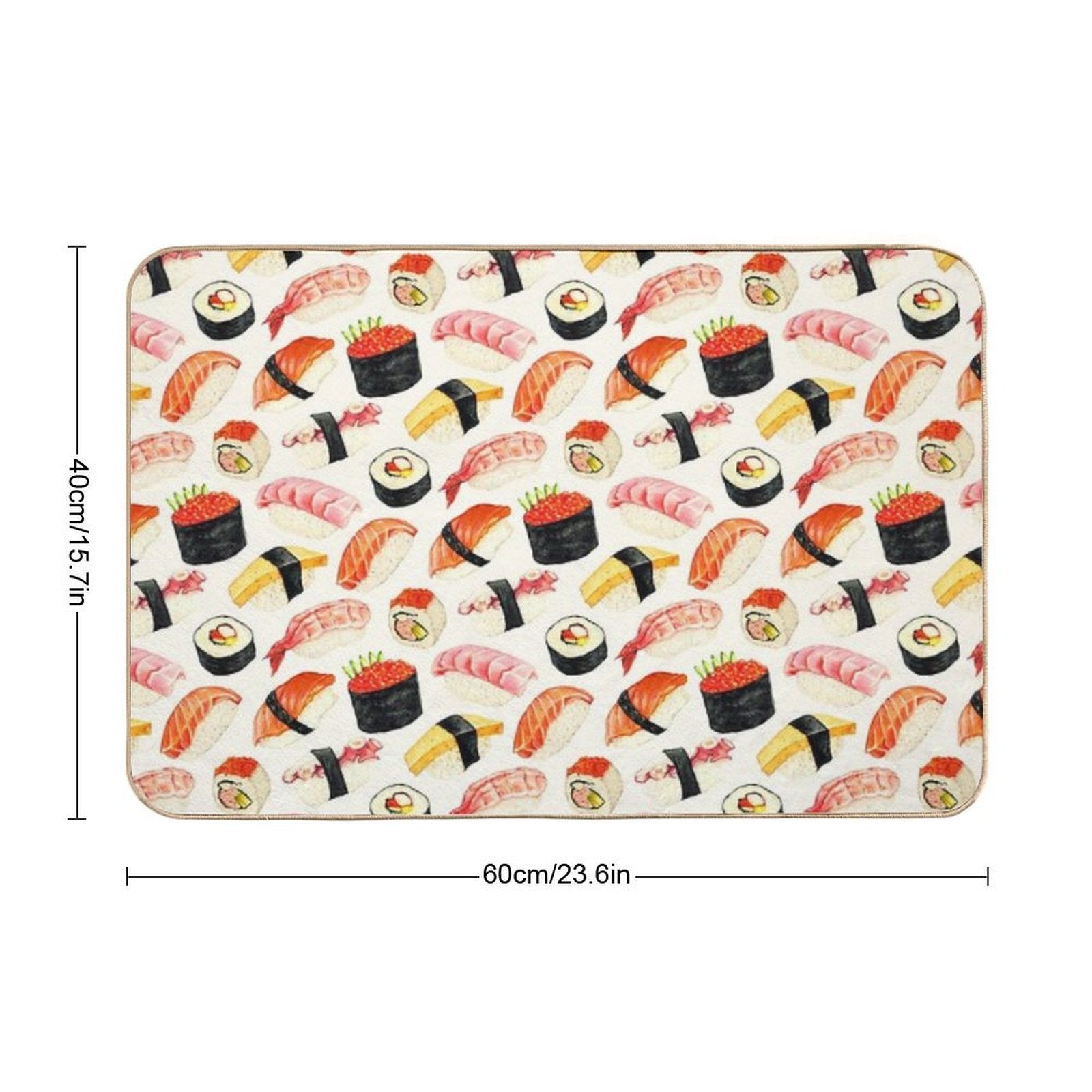 Sushi Pattern - White  Pet-Safe Bath Mat