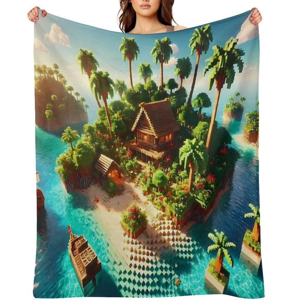 Minecraft Paradise Wrinkle-free Throw Blanket