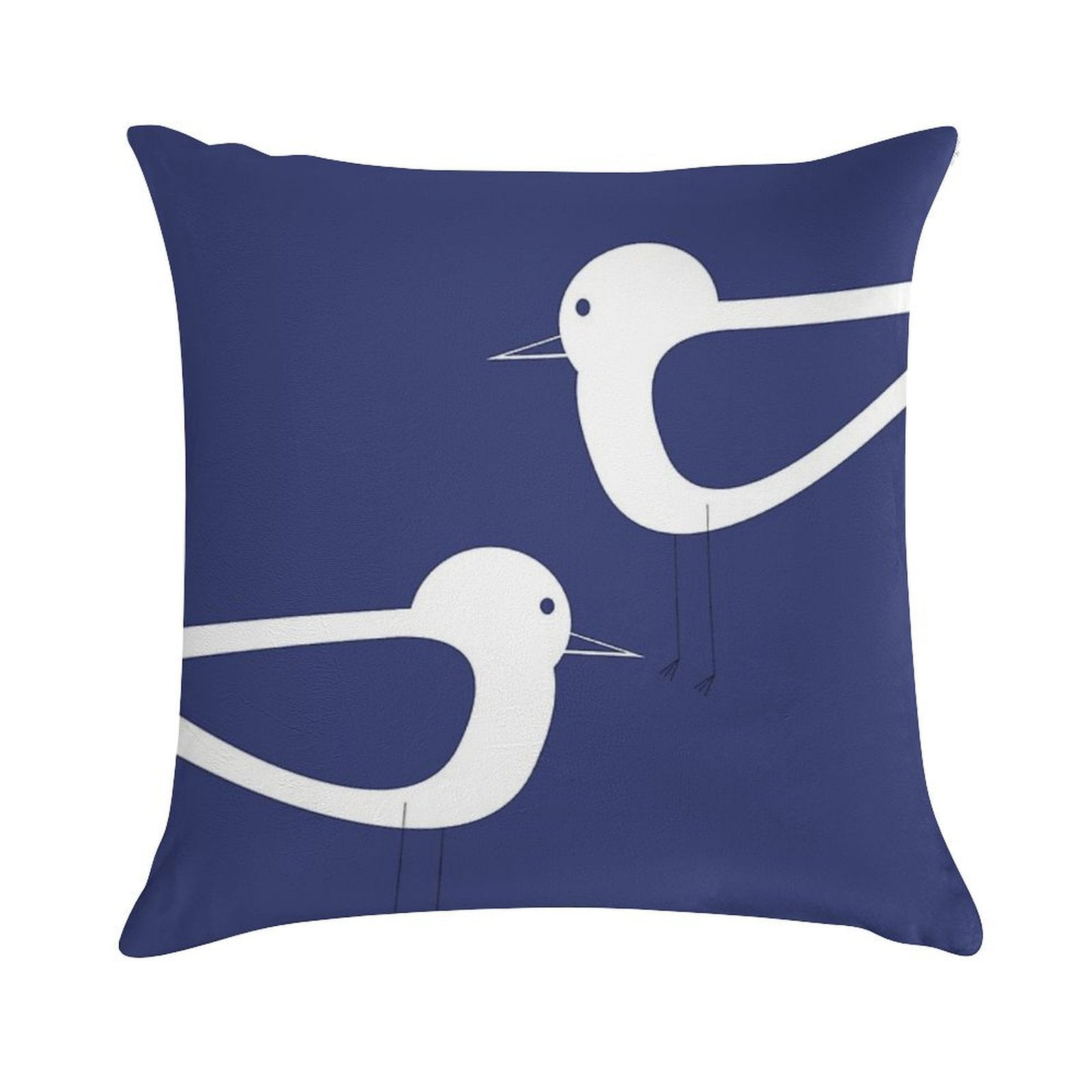 Shorebird Pair in Navy Blue And White Soft Warmth Comfort Throw Pillow