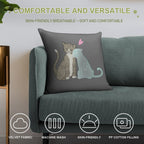 Cat Love Soft Shrink-Resistant Throw Pillow
