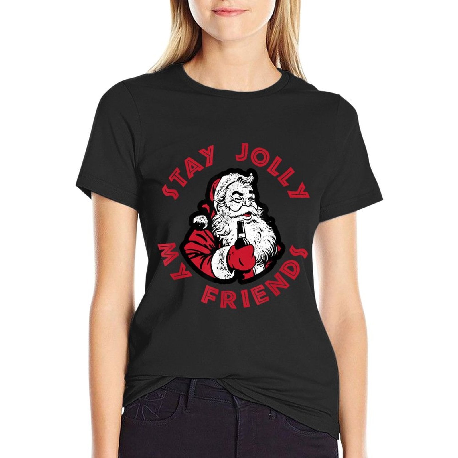Stay Jolly My Friends Apparel Merry Christmas Santa Drunk  Vintage-inspired T-Shirt