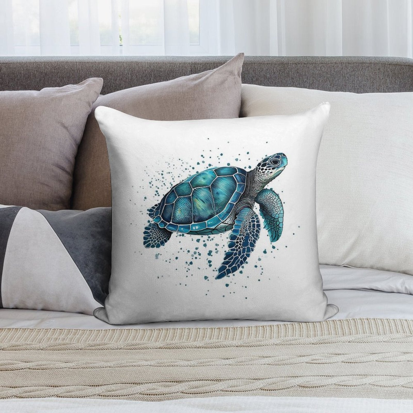 Blue Turquoise Sea Turtle Soft Ultra-Soft Texture Throw Pillow