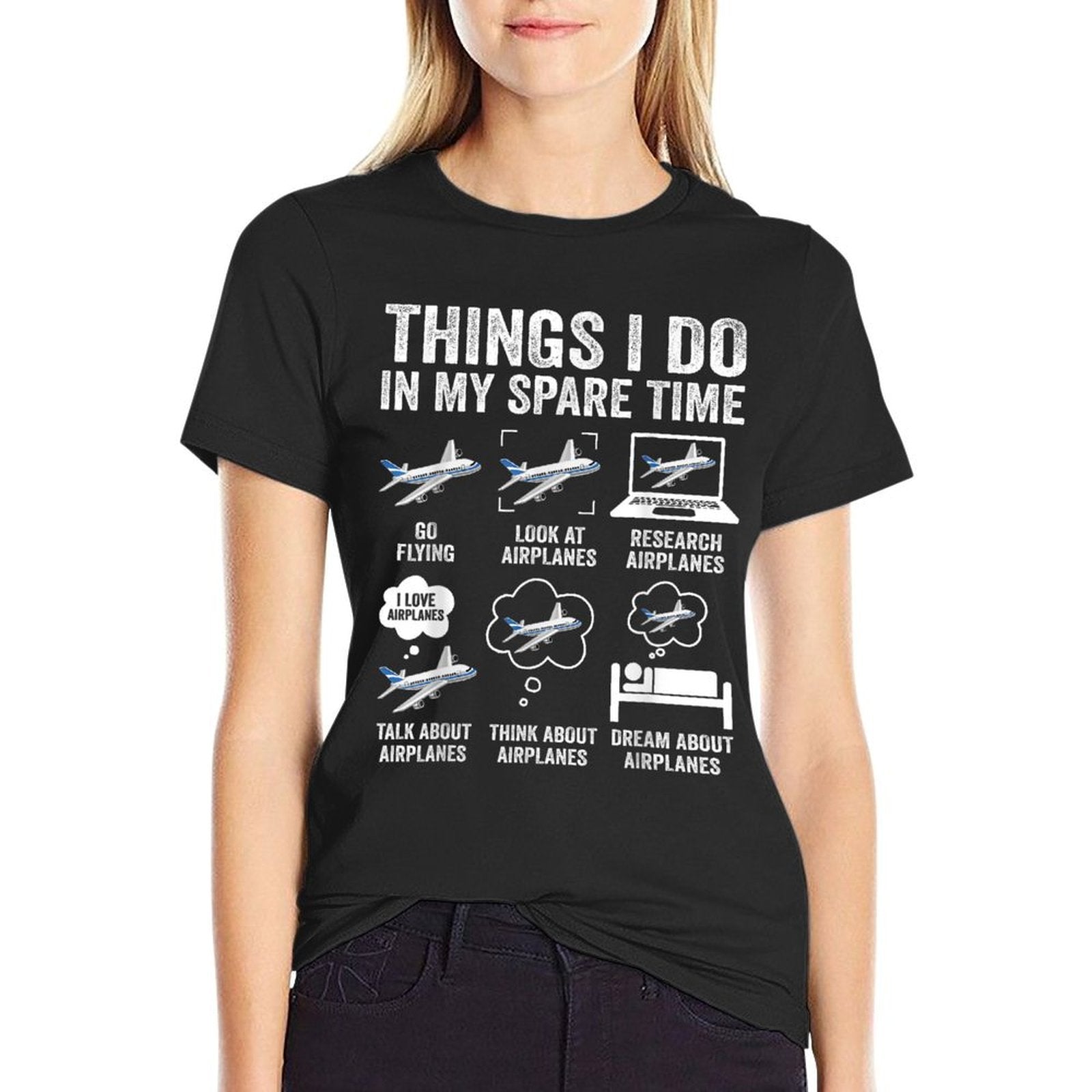 Funny Airplanes Lover Things I Do In My Spare Time Airplane  Heathered Texture T-Shirt