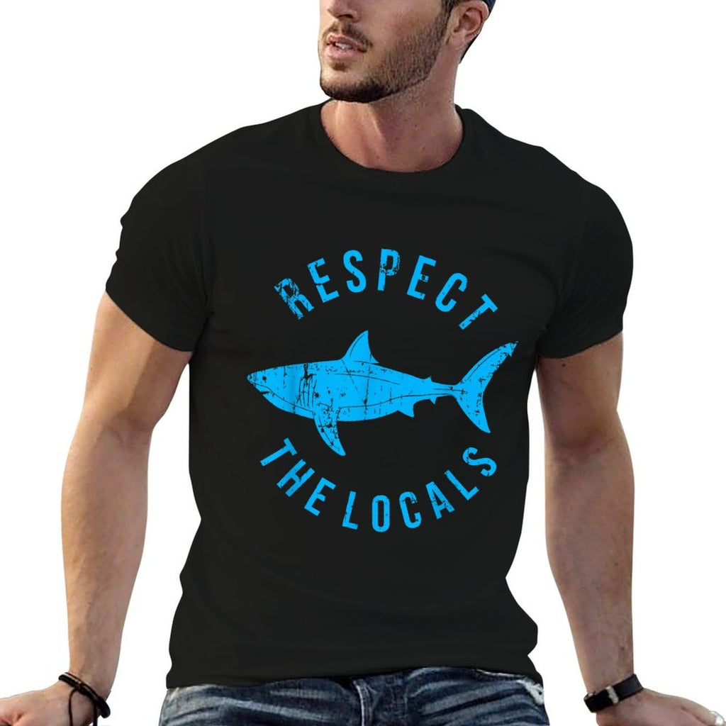 Respect The Locals Shark Ocean Animal Rights Biology Life  Slim-fit Cut T-Shirt