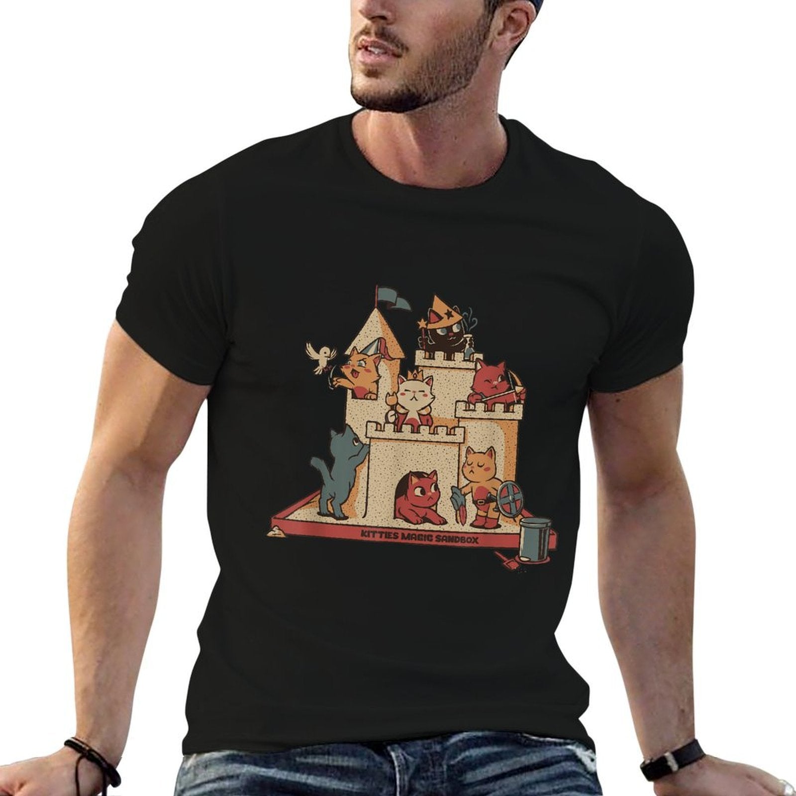 Cats In A Sandbox Summer Cat Litter Box Sand Castle Men Women Kids  Vintage-inspired T-Shirt