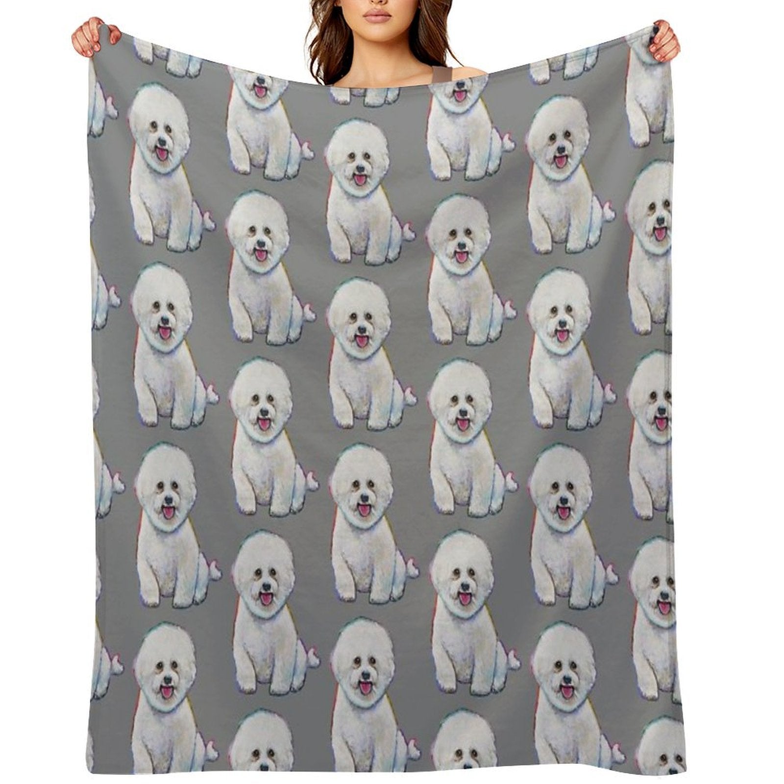 Cute And Floofy Bichon Frise by Robert Phelps Multi-functional Throw Blanket