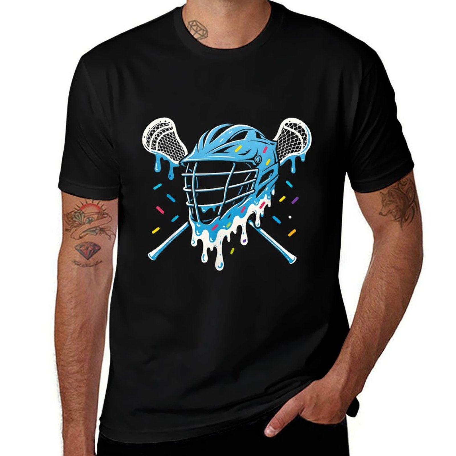 Lacrosse Ice Cream Drip Lax Boys Helmet Stick Youth Players  Slim-fit Cut T-Shirt