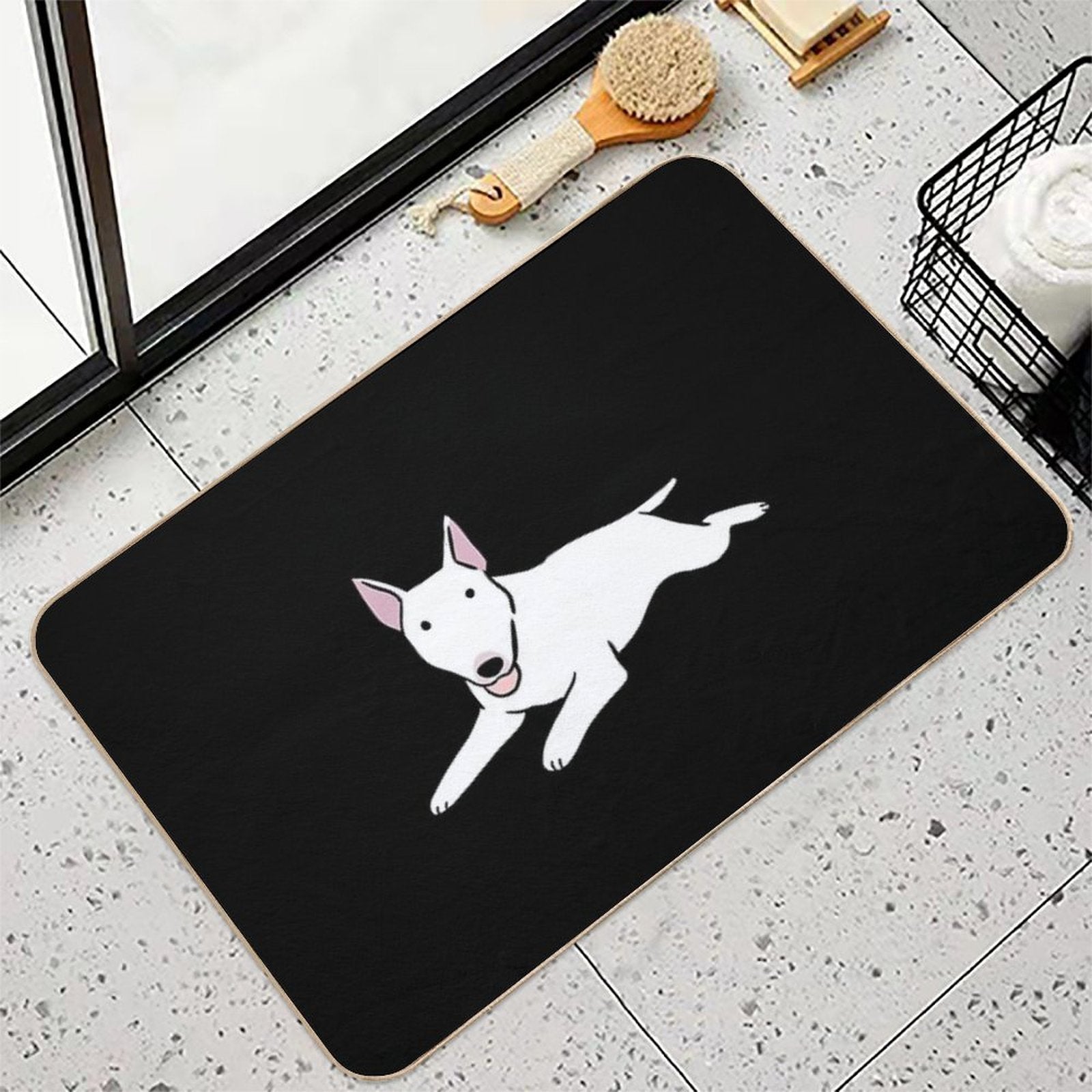 Bull Terrier Dog Cute Illustration  Pet-Safe Bath Mat