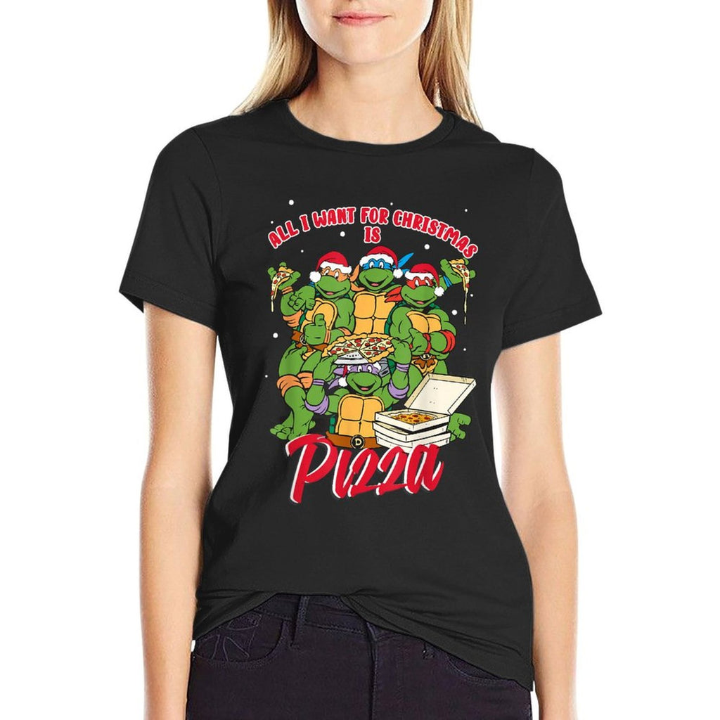 Teenage Mutant Ninja Turtles Christmas Pizza  Eco-friendly Material T-Shirt