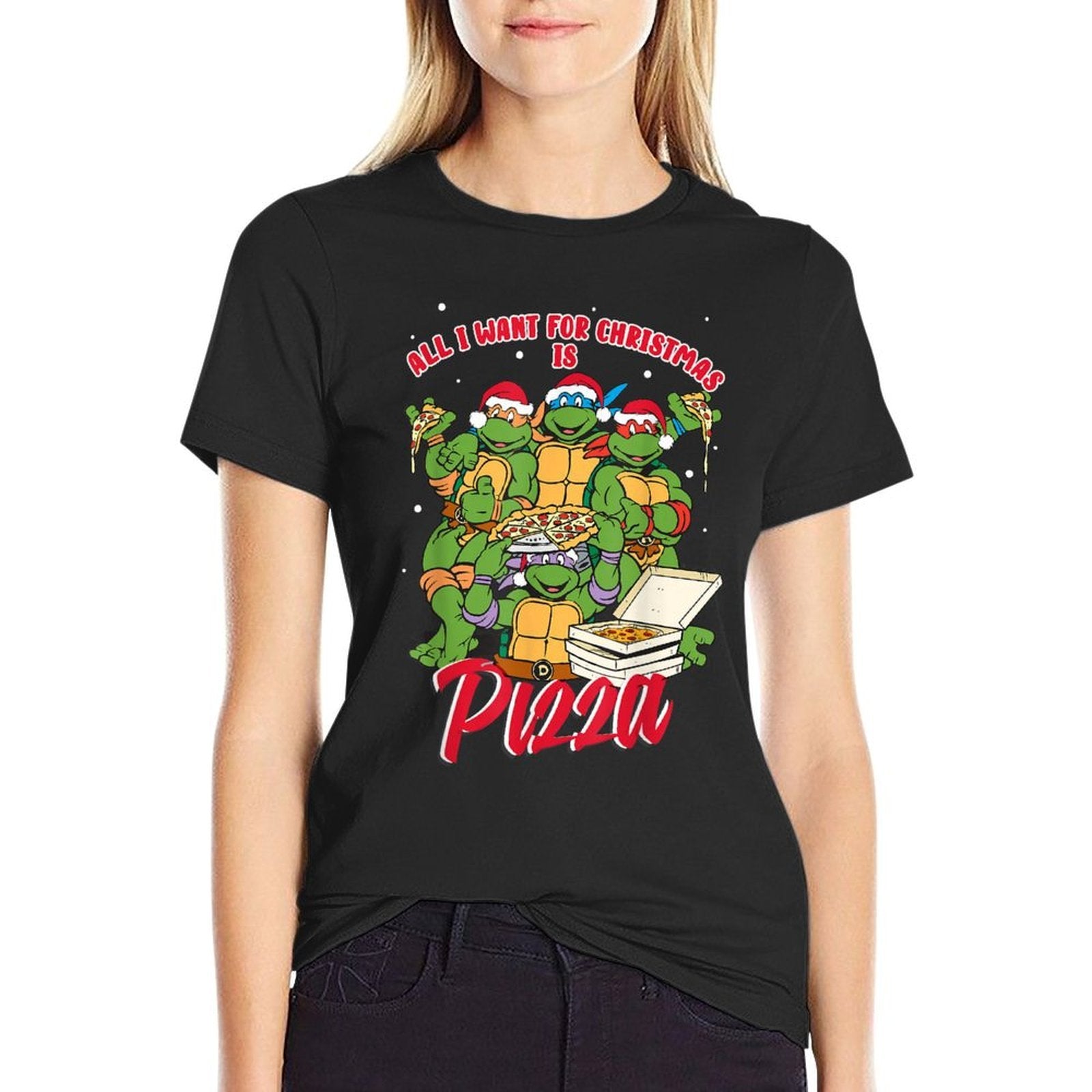 Teenage Mutant Ninja Turtles Christmas Pizza  Eco-friendly Material T-Shirt