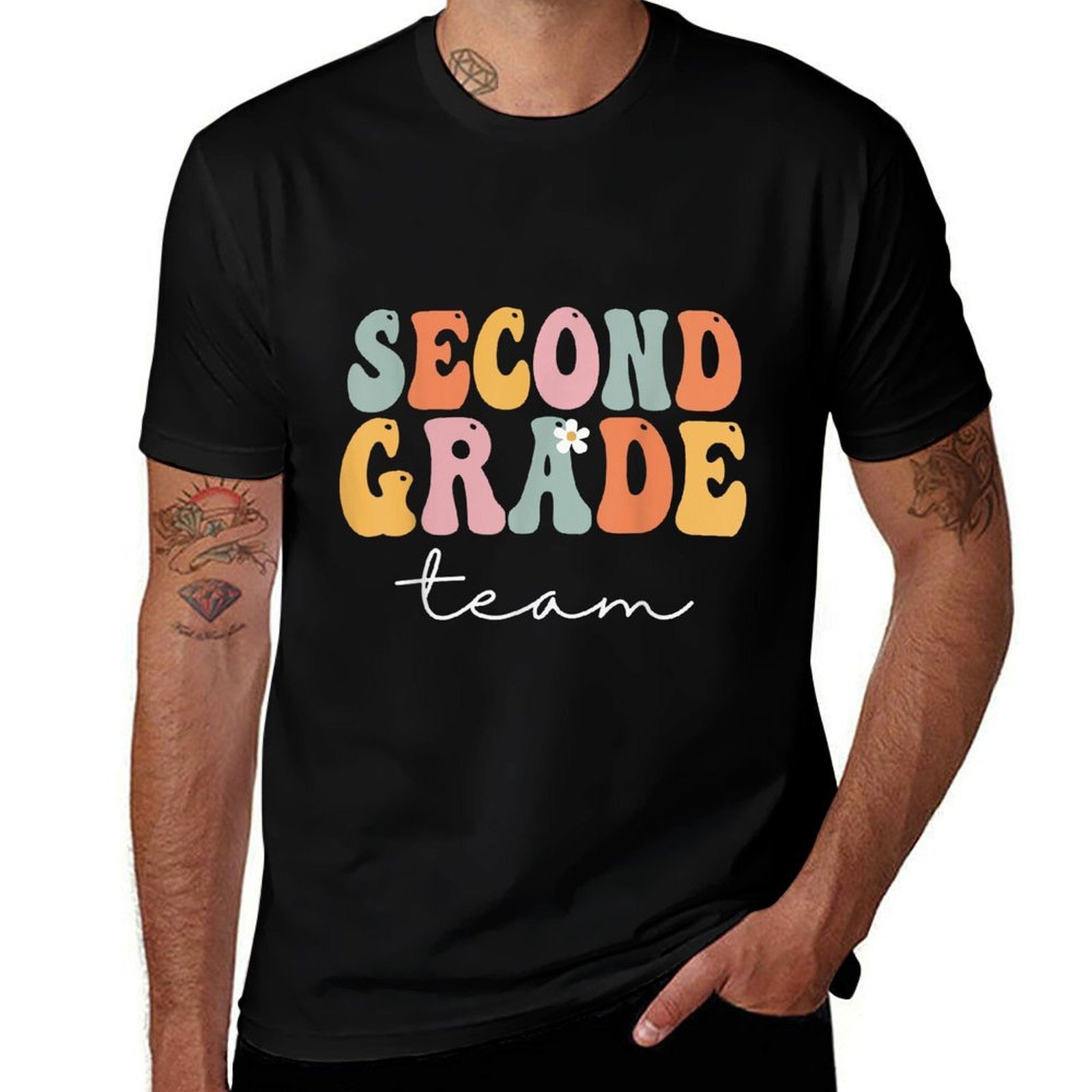 Second Grade Team Retro Groovy Vintage First Day Of School  Stretchy T-Shirt