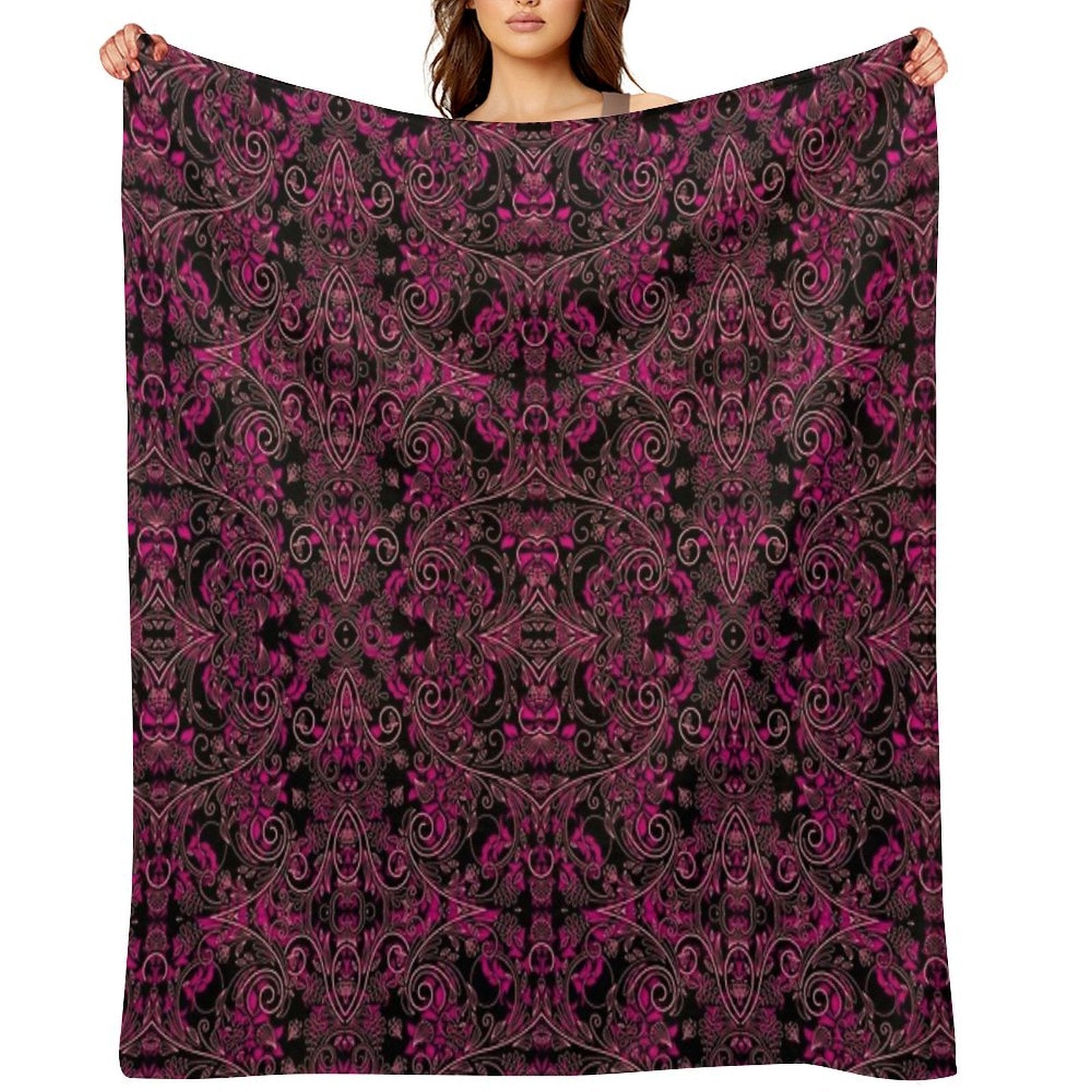 Pink Vines And Lace Easy Care Throw Blanket