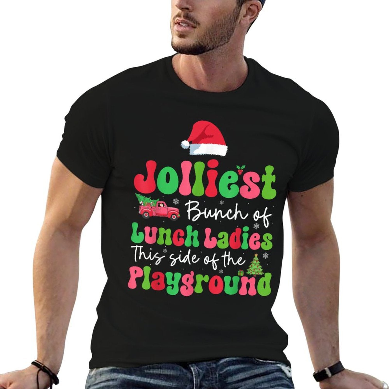 Jolliest Bunch Of Lunch Ladies Of Playground Xmas Colorful  Trendy Pattern T-Shirt