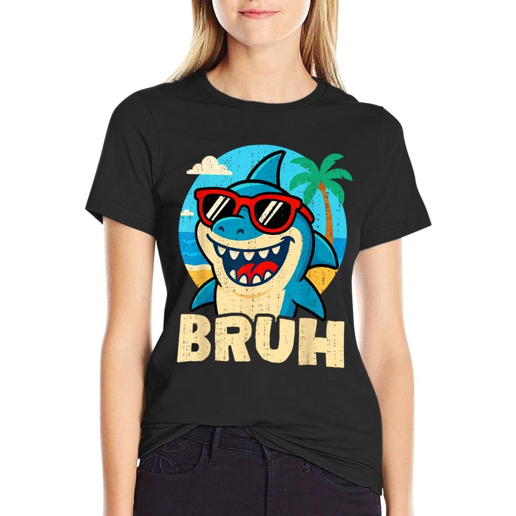 Funny Bruh Shark With Sunglasses Memenager Kids Boys  Odor-resistant T-Shirt