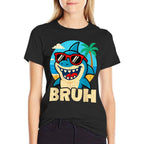 Funny Bruh Shark With Sunglasses Memenager Kids Boys  Odor-resistant T-Shirt