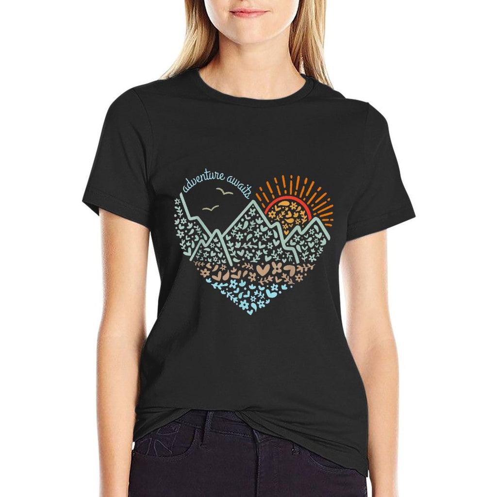 Adventure Awaits Heart  Heathered Texture T-Shirt