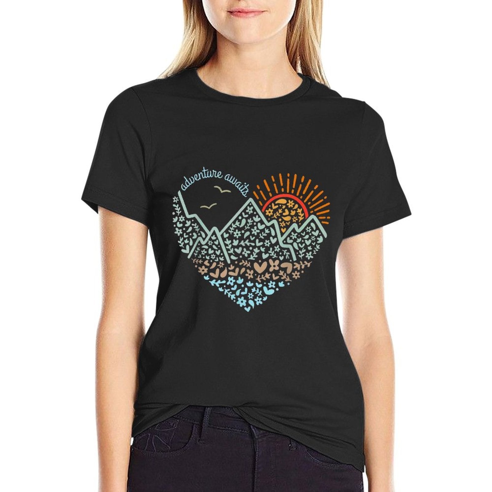Adventure Awaits Heart  Heathered Texture T-Shirt